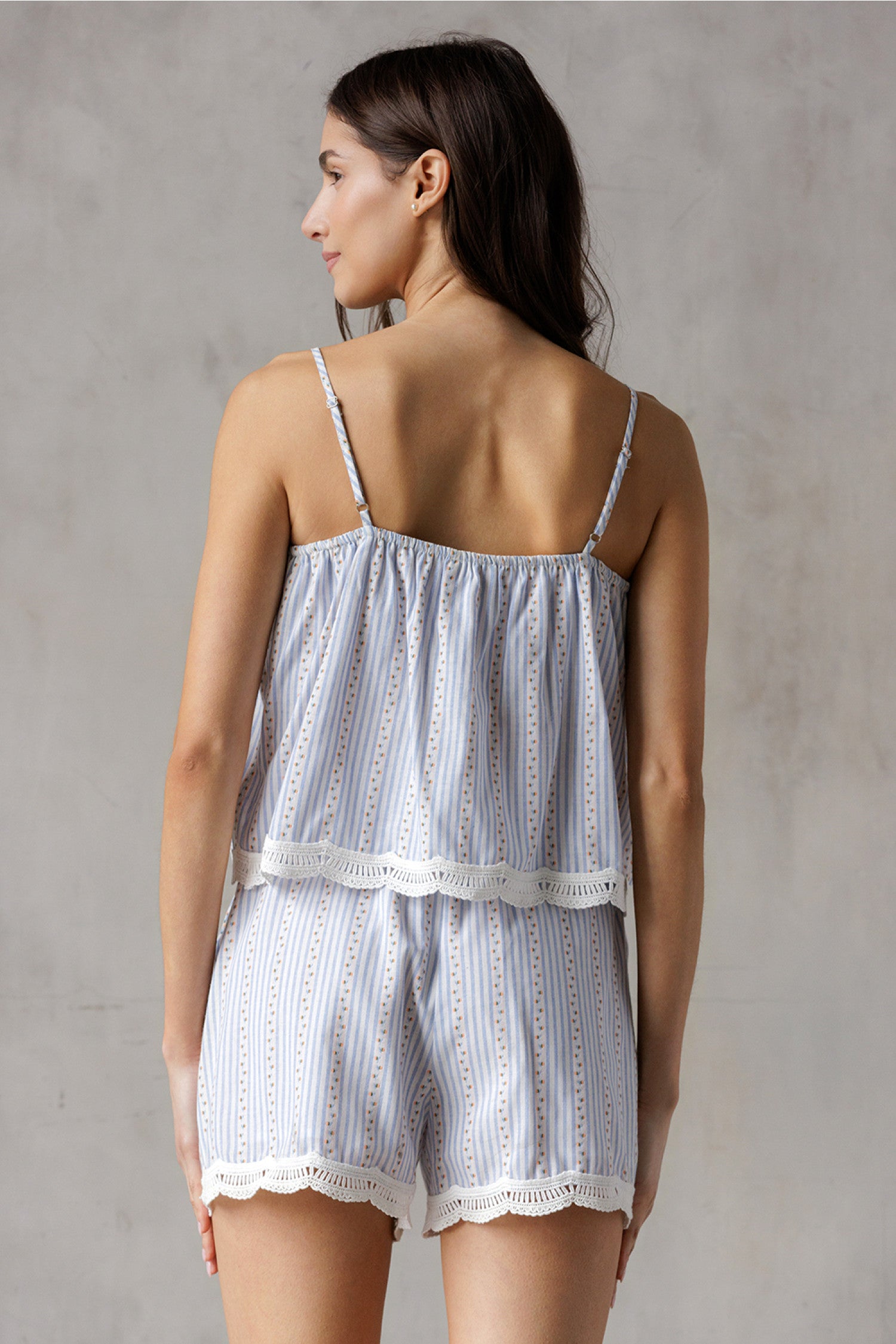 Storia Delicate Floral Print Stripe Top