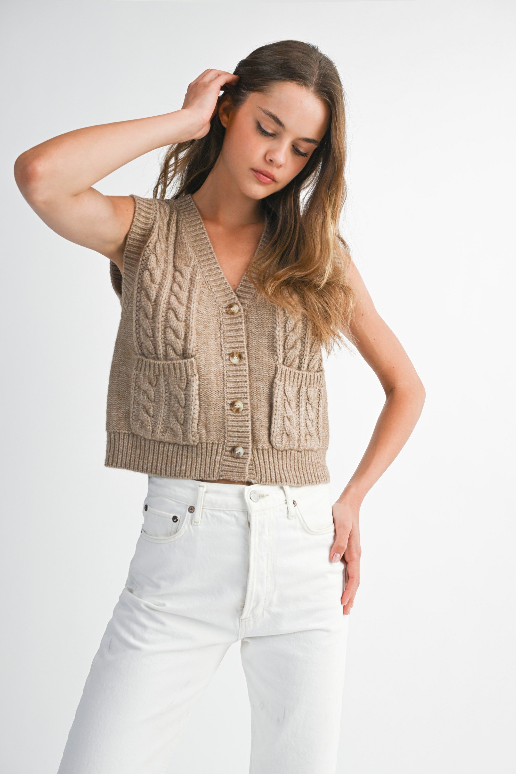 Mable Mocha Button Up Vest