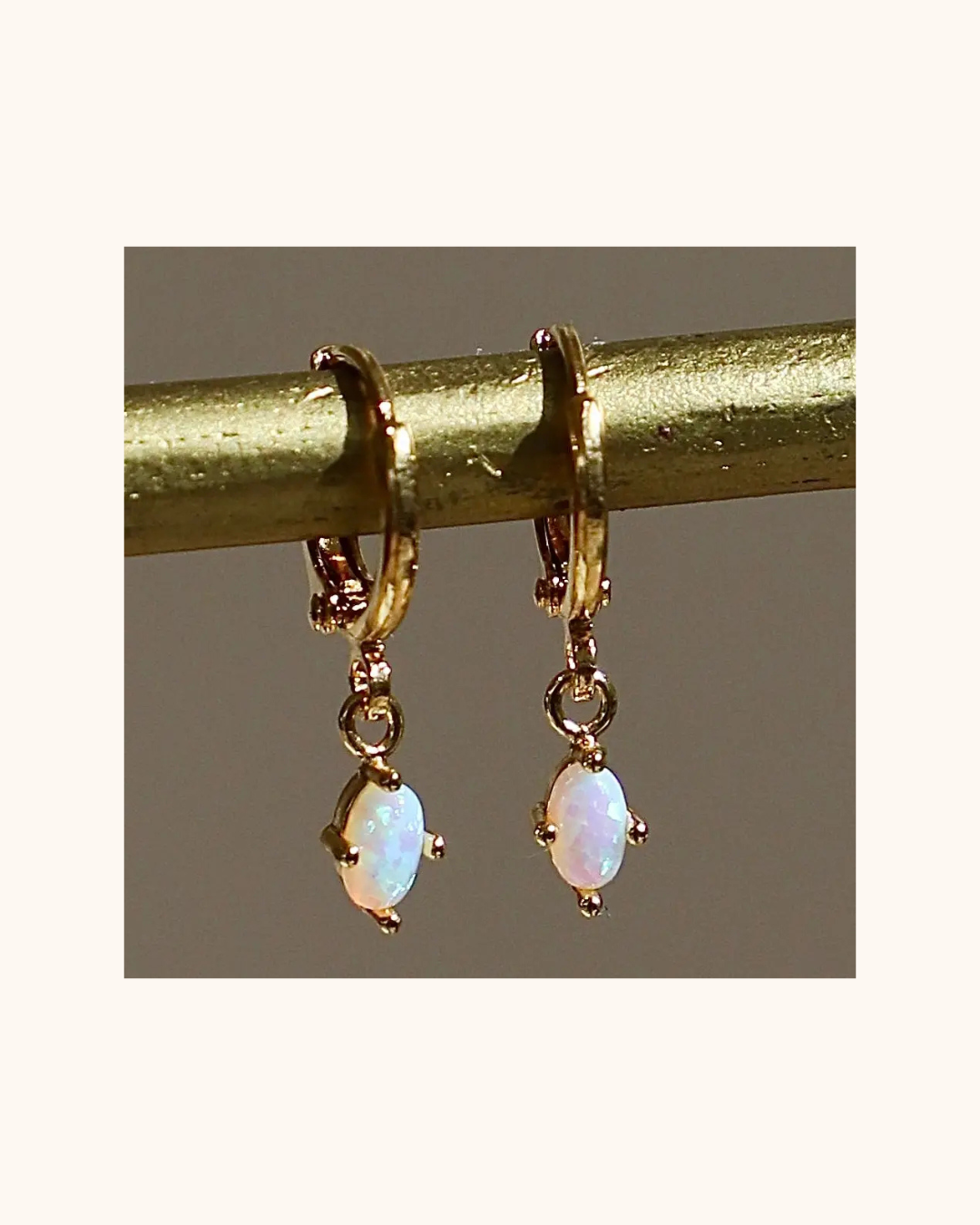 Katie Waltman Mini Oval Opalite Huggies