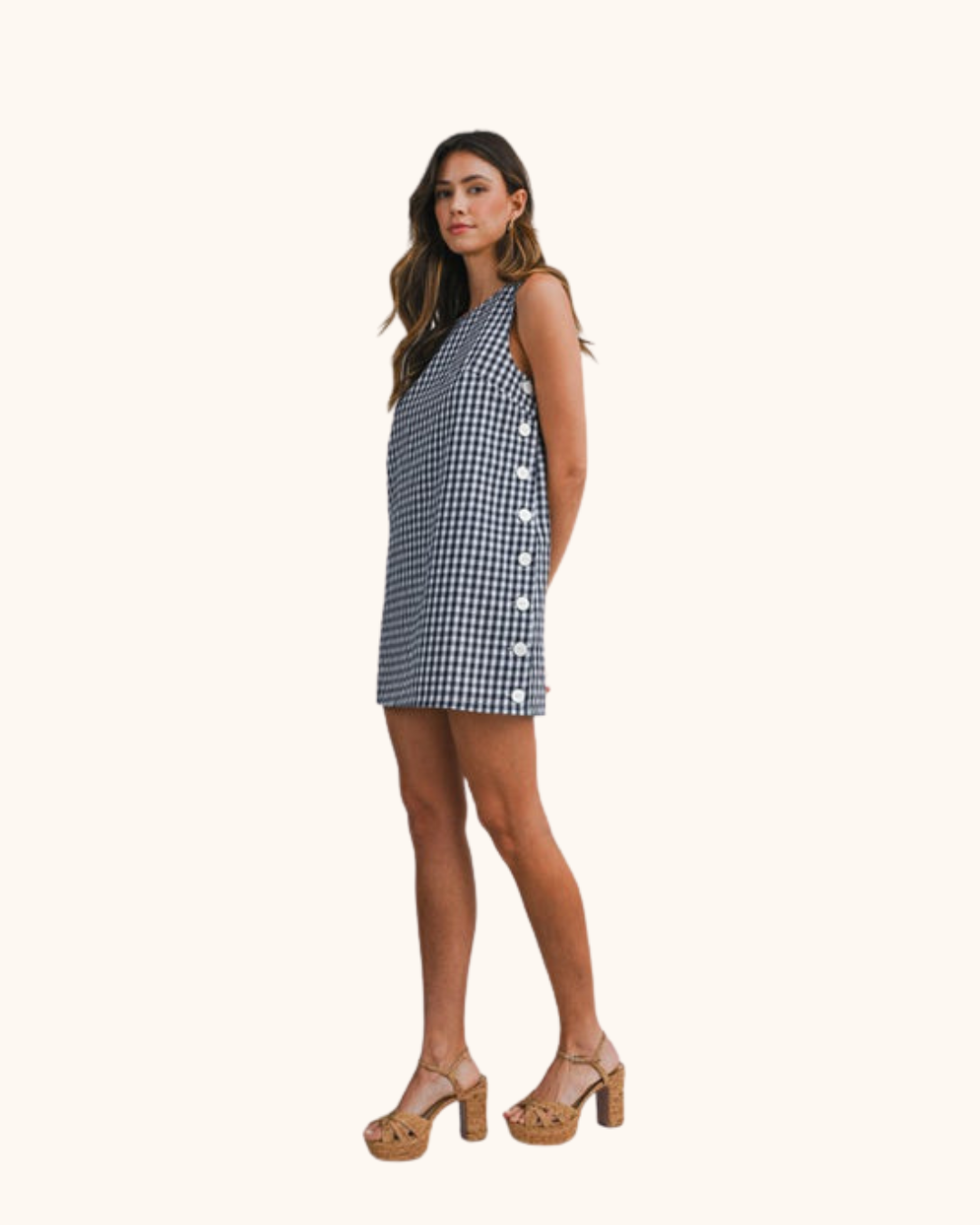 Mable Navy Gingham Mini dress