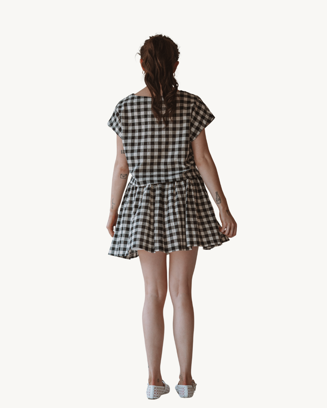 En Crème Black Plaid Pleated Mini Skirt