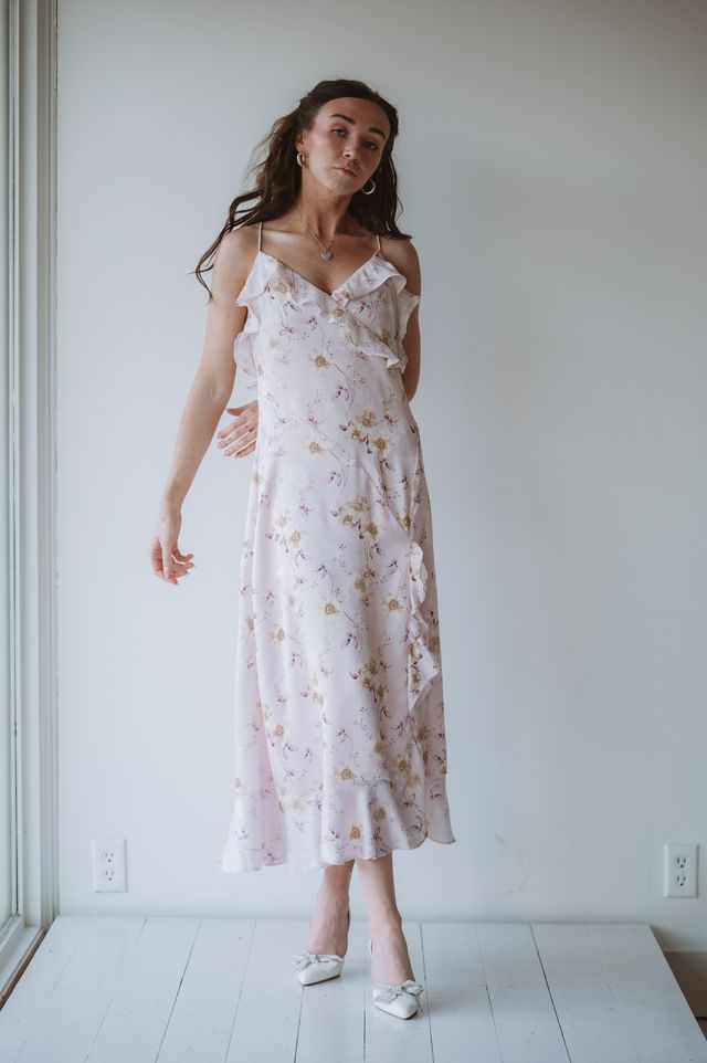 Storia Ruffle Floral Midi Dress