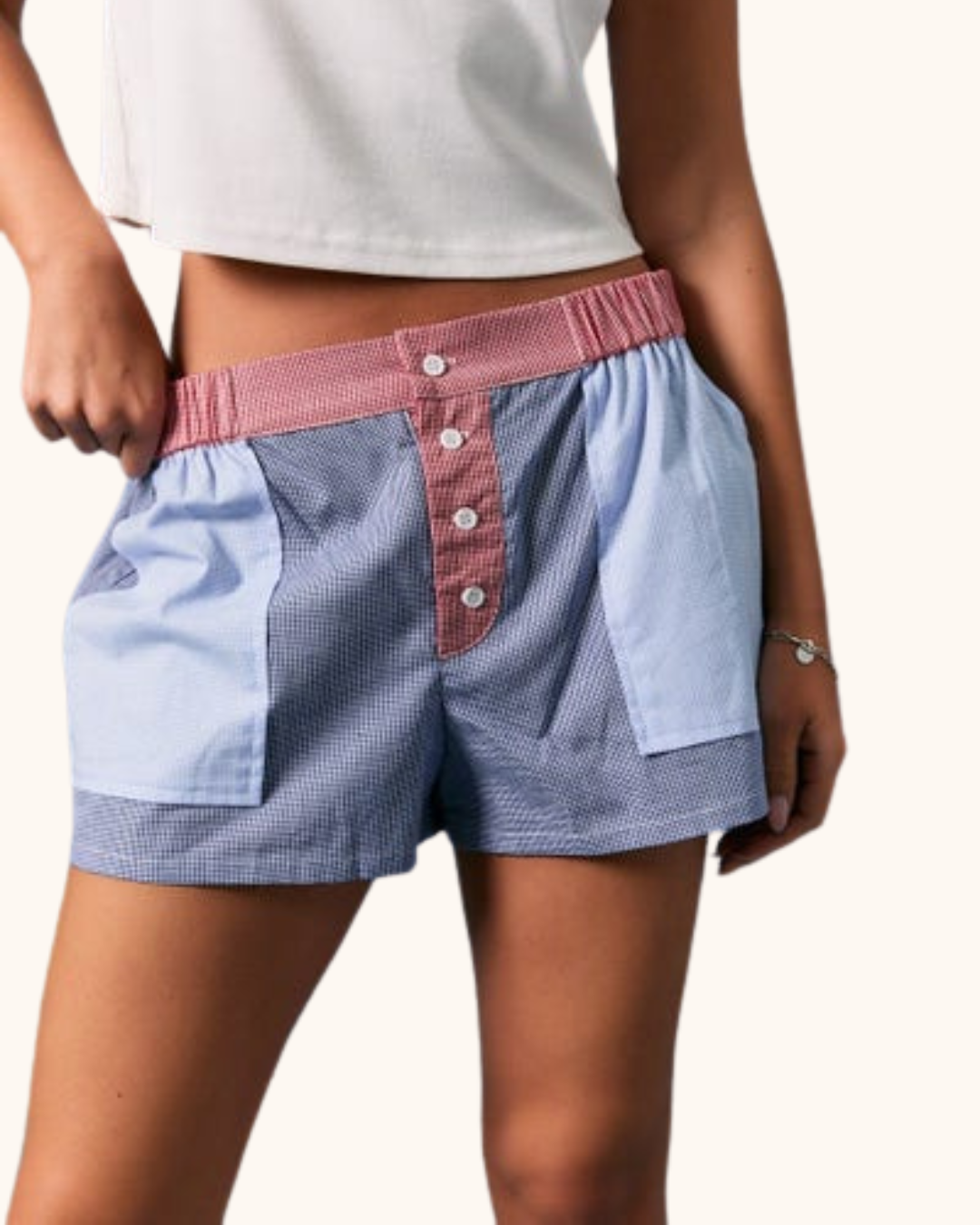 Le Lis Navy Gingham Shorts