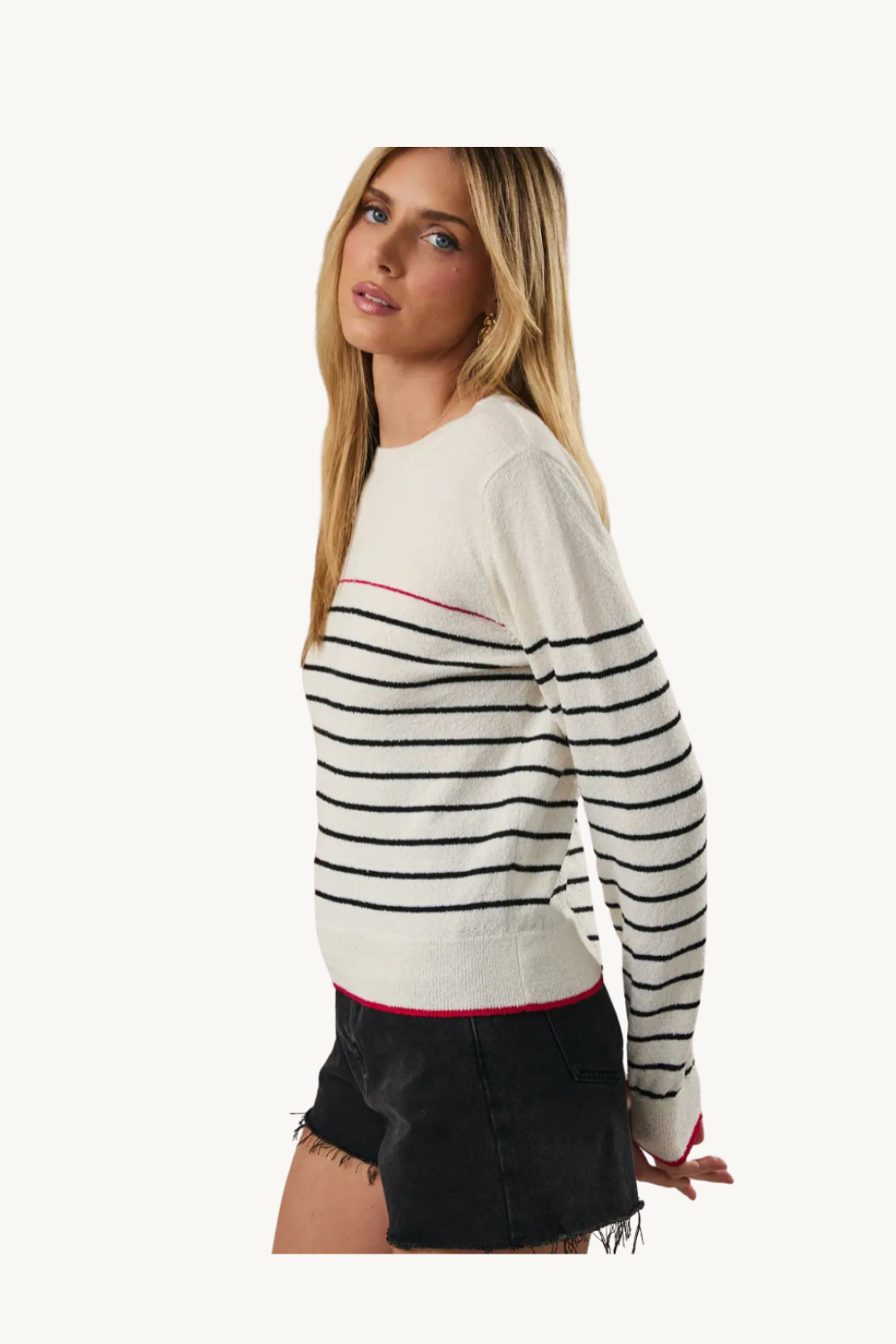 Sunday Edition Round Neck Stripe Sweater