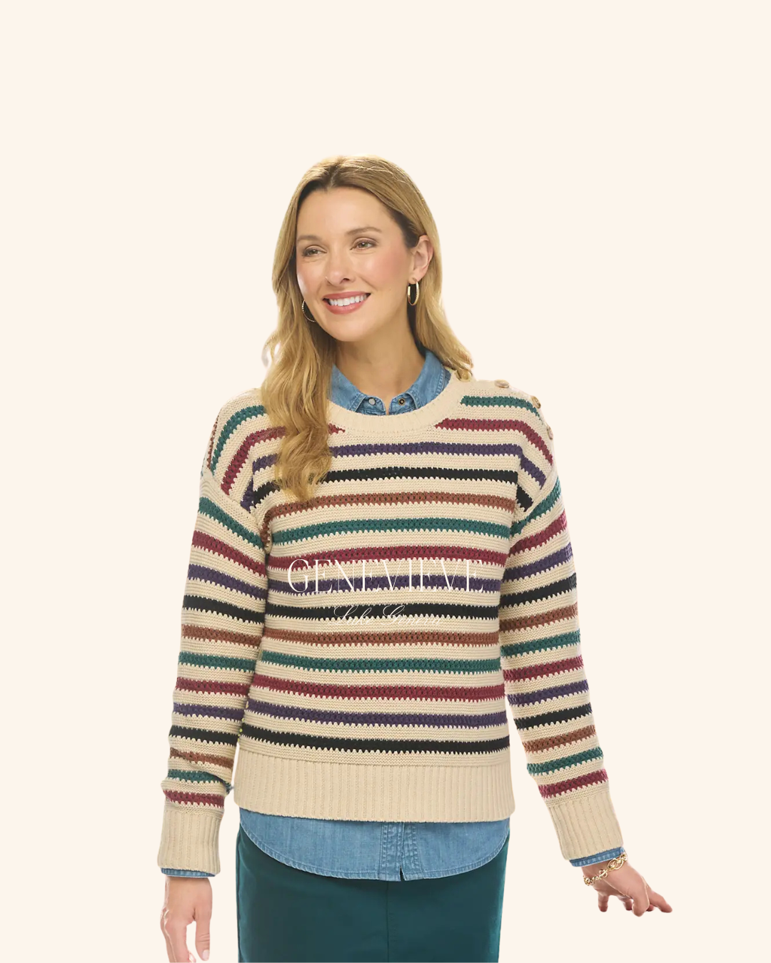 Chadwicks Stripe Button Sweater