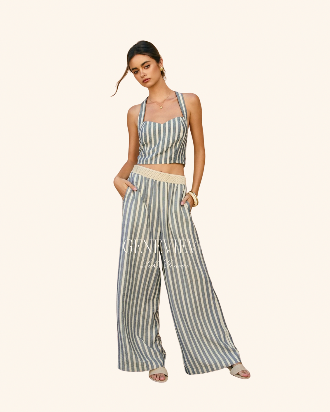 Dress Forum Nautical Stripe Wide Leg Pants