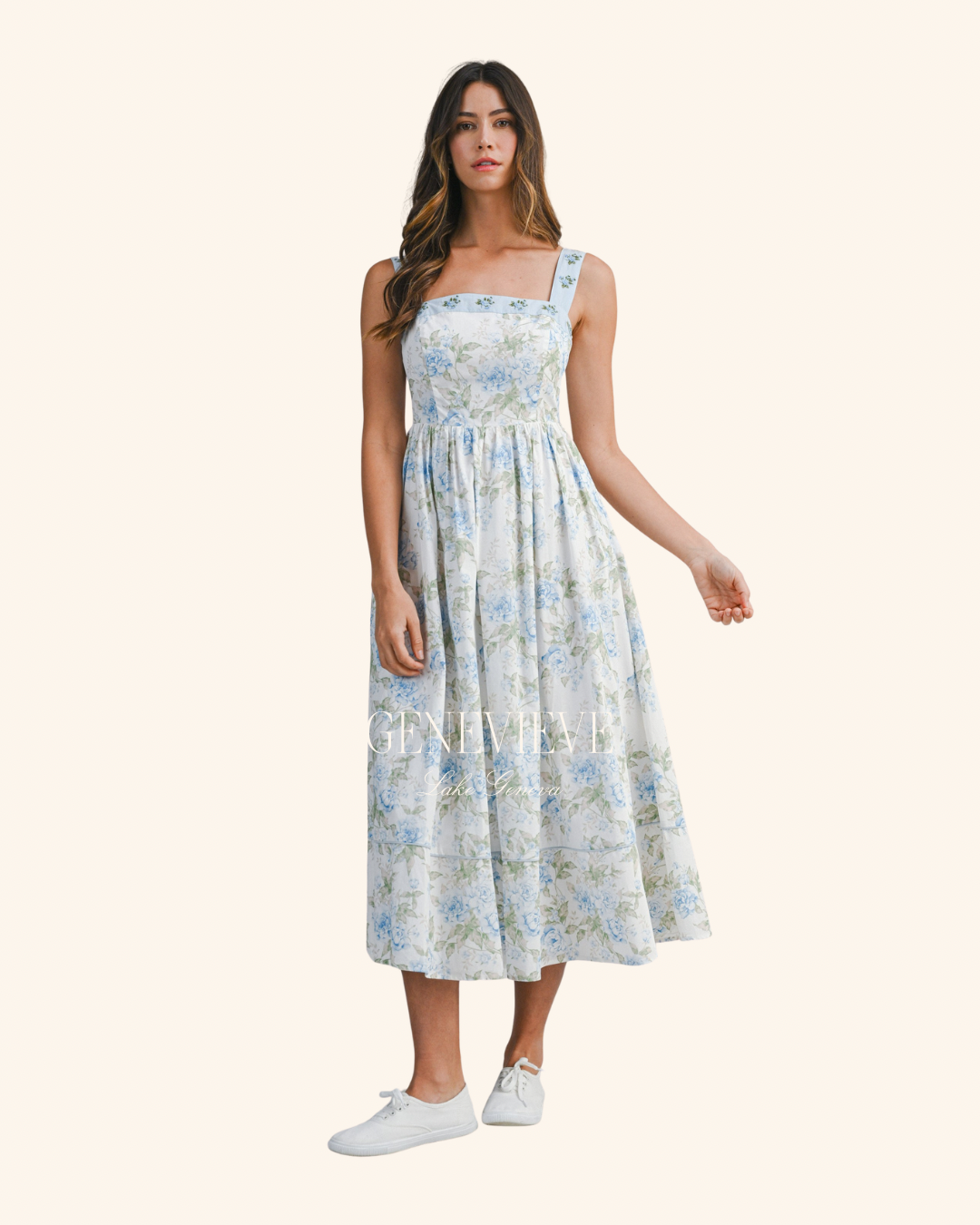Mable Floral Embroidered Midi Dress